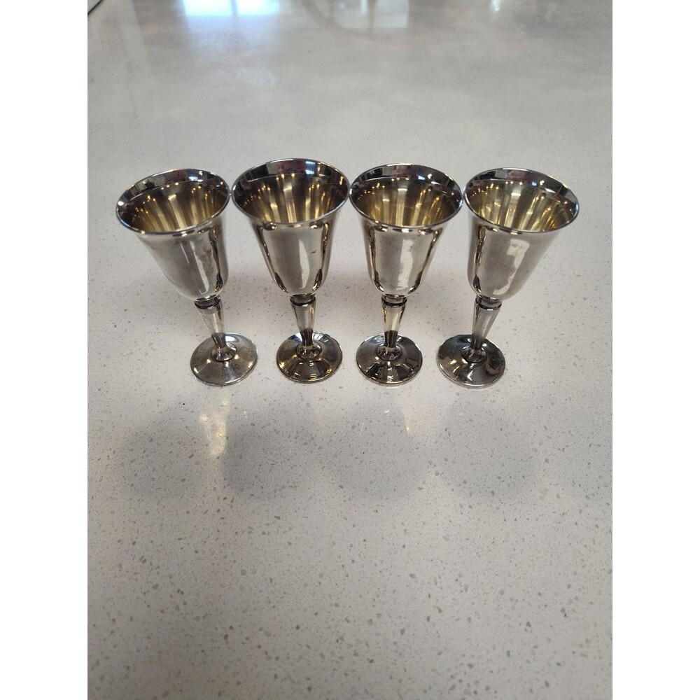 Roma SL Silver set of 4 - 4" tall Wine Water Goblets Chalice Cup Madrid Spain